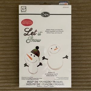 NIB Sizzix Bigz Die w/Bonus Sizzlits Die - Snowmen & Let it Snow